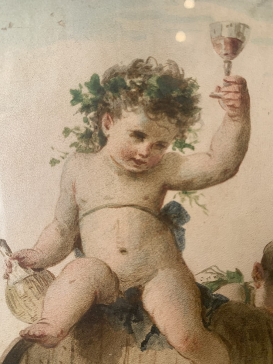 Francesco Tabacchi - Bacchus - 1880 aquarelle sur parchemin - Grand Tour Italie gouache -photo-4