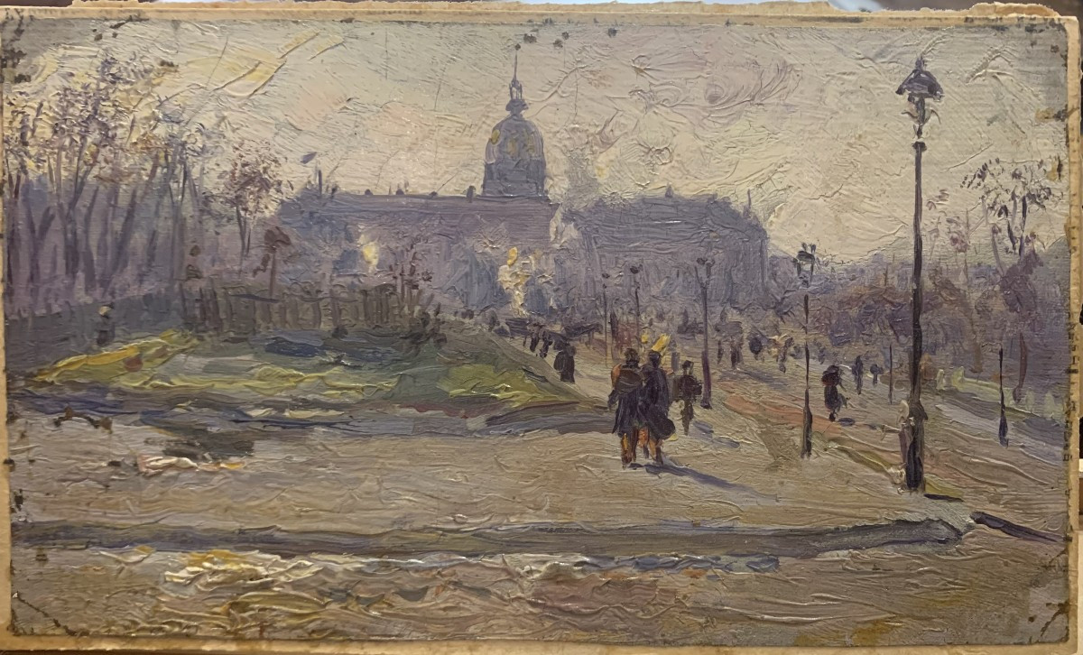 French Painter - Hotel Des Invalides - Paris - France - Oil On Paper - 1870 Ca