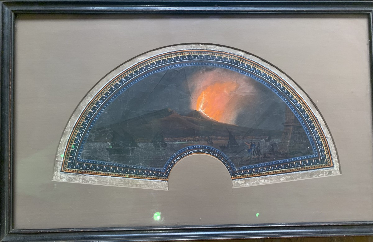 Neapolitan School Pair Of Eruptions Of Vesuvius Fans -italy Naples Grand Tour Gouaches -photo-4