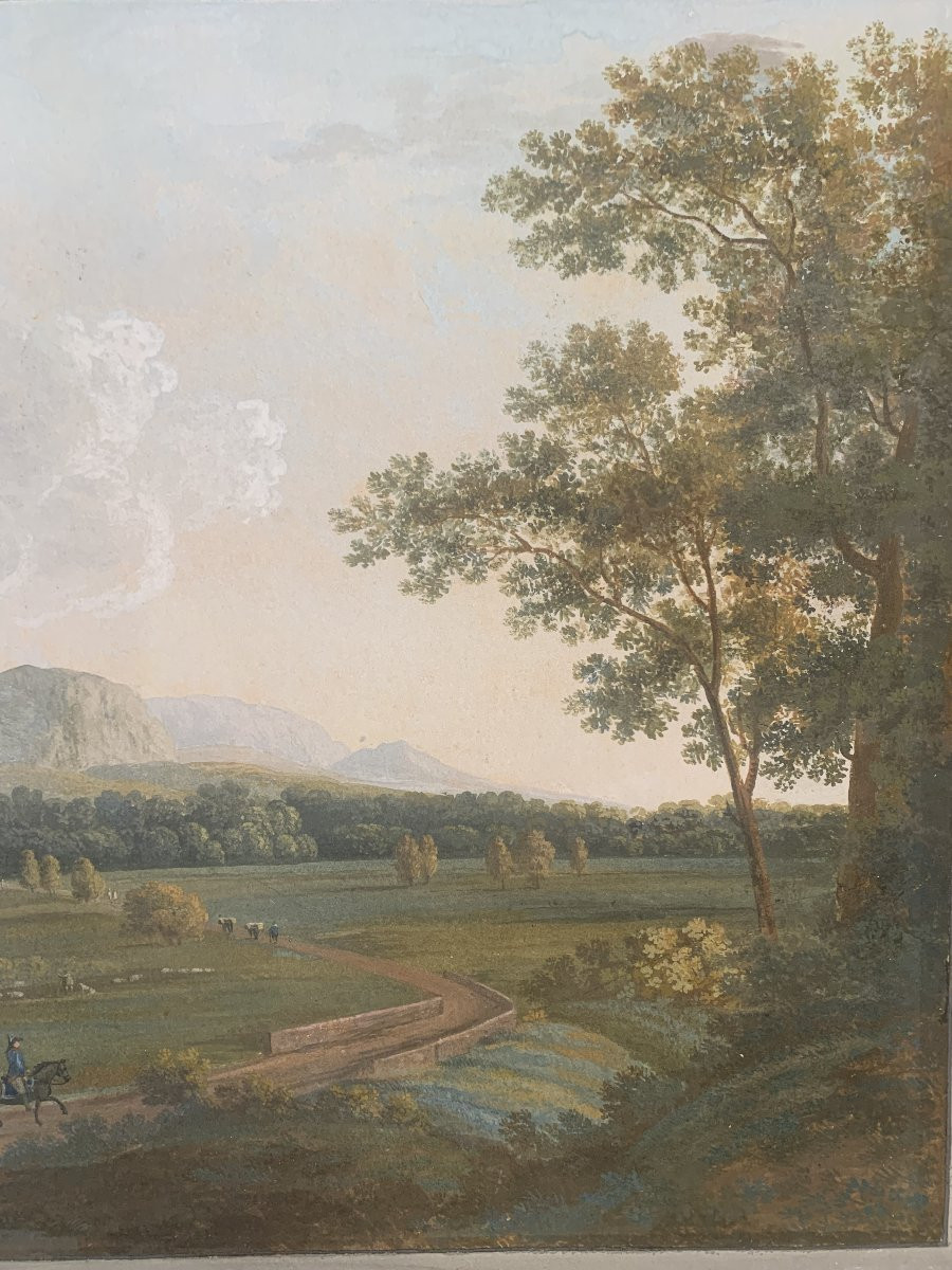 Luigi Fergola (attr.)- Neapolitan School - View Of Persano - Gouache - 1820 Ca Naples Italy-photo-3