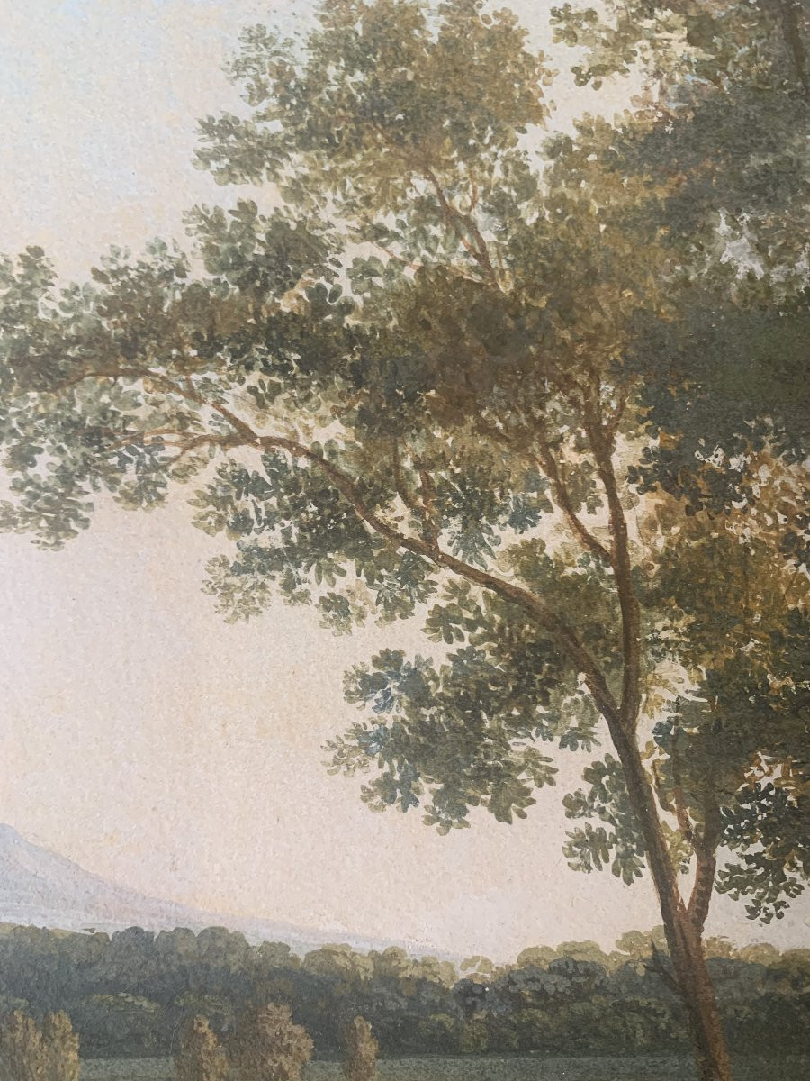 Luigi Fergola (attr.)- Neapolitan School - View Of Persano - Gouache - 1820 Ca Naples Italy-photo-2