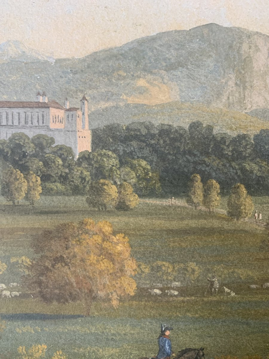 Luigi Fergola (attr.)- Neapolitan School - View Of Persano - Gouache - 1820 Ca Naples Italy-photo-3
