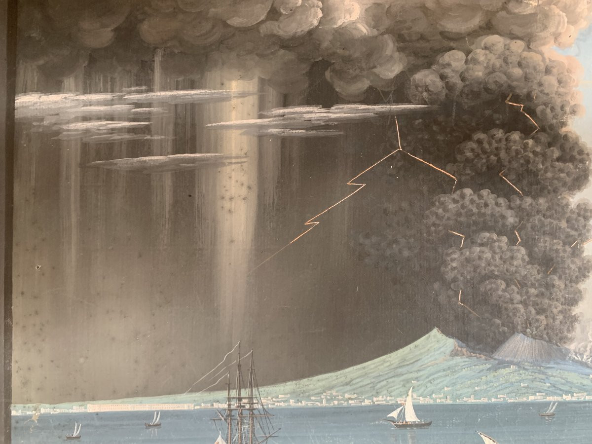 Neapolitan School - Two Eruptions Of Vesuvius Of June 1794 - Naples Italy Gouaches Grand Tour-photo-4