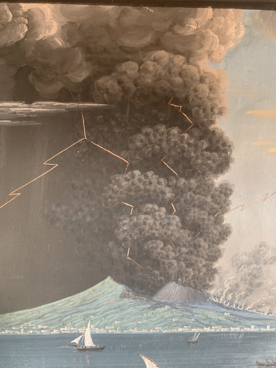 Neapolitan School - Two Eruptions Of Vesuvius Of June 1794 - Naples Italy Gouaches Grand Tour-photo-5