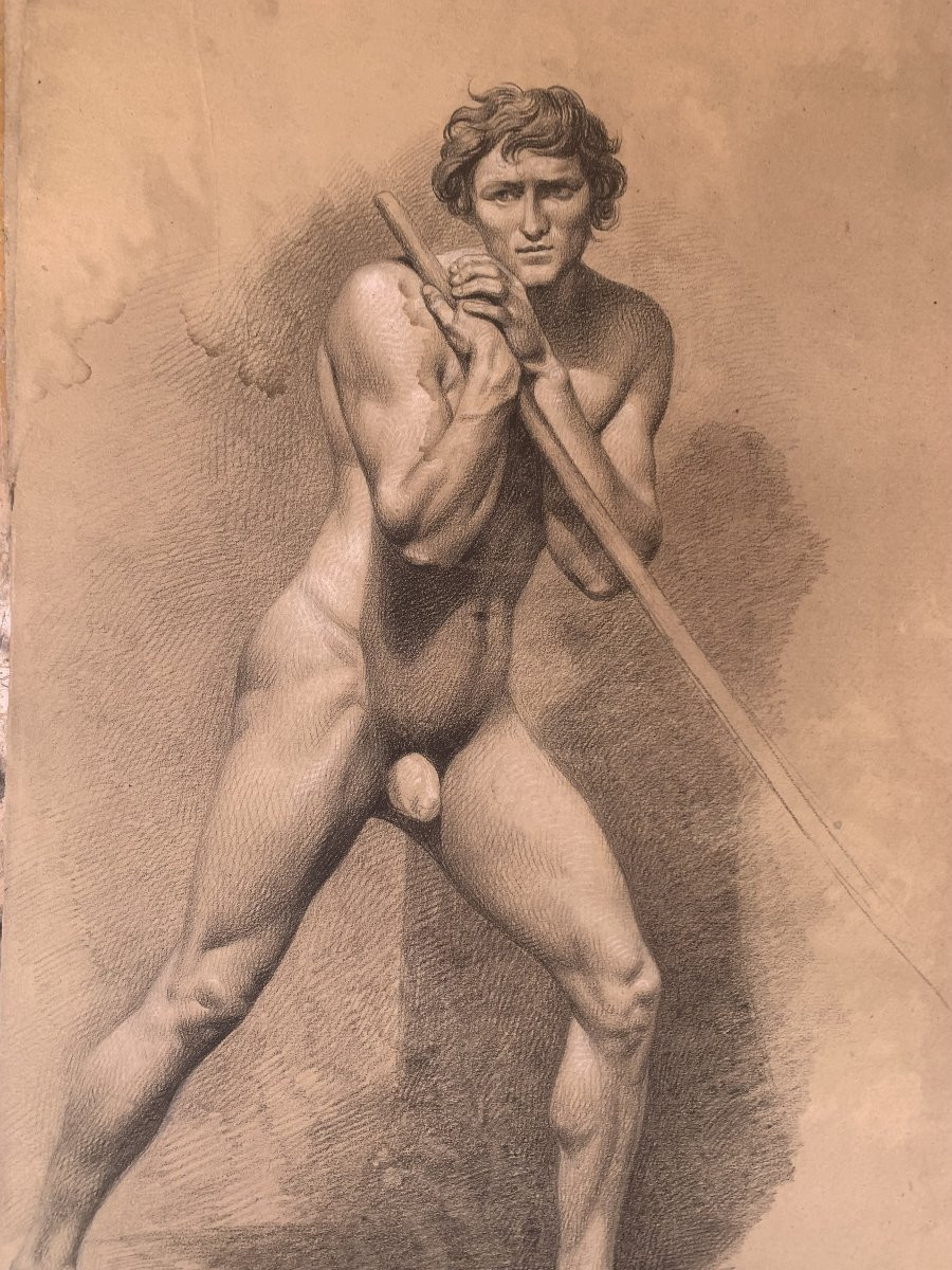 Dessin de Homme Academique - 1820 ca  Academie nu Mascolin  - Italie nu academie France-photo-2