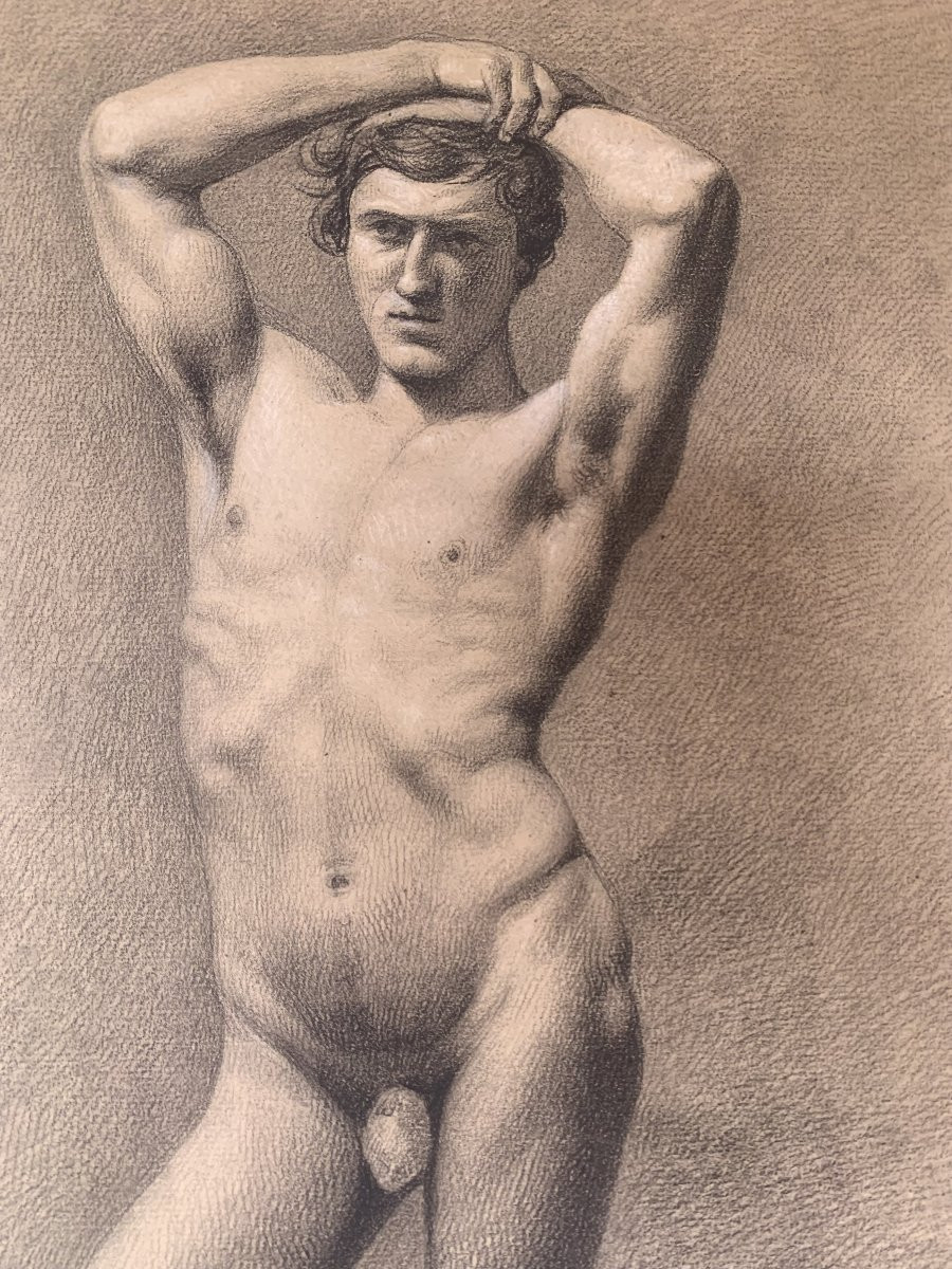 Academic Drawing - Male Face - 19th Century Men's Academy -photo-3