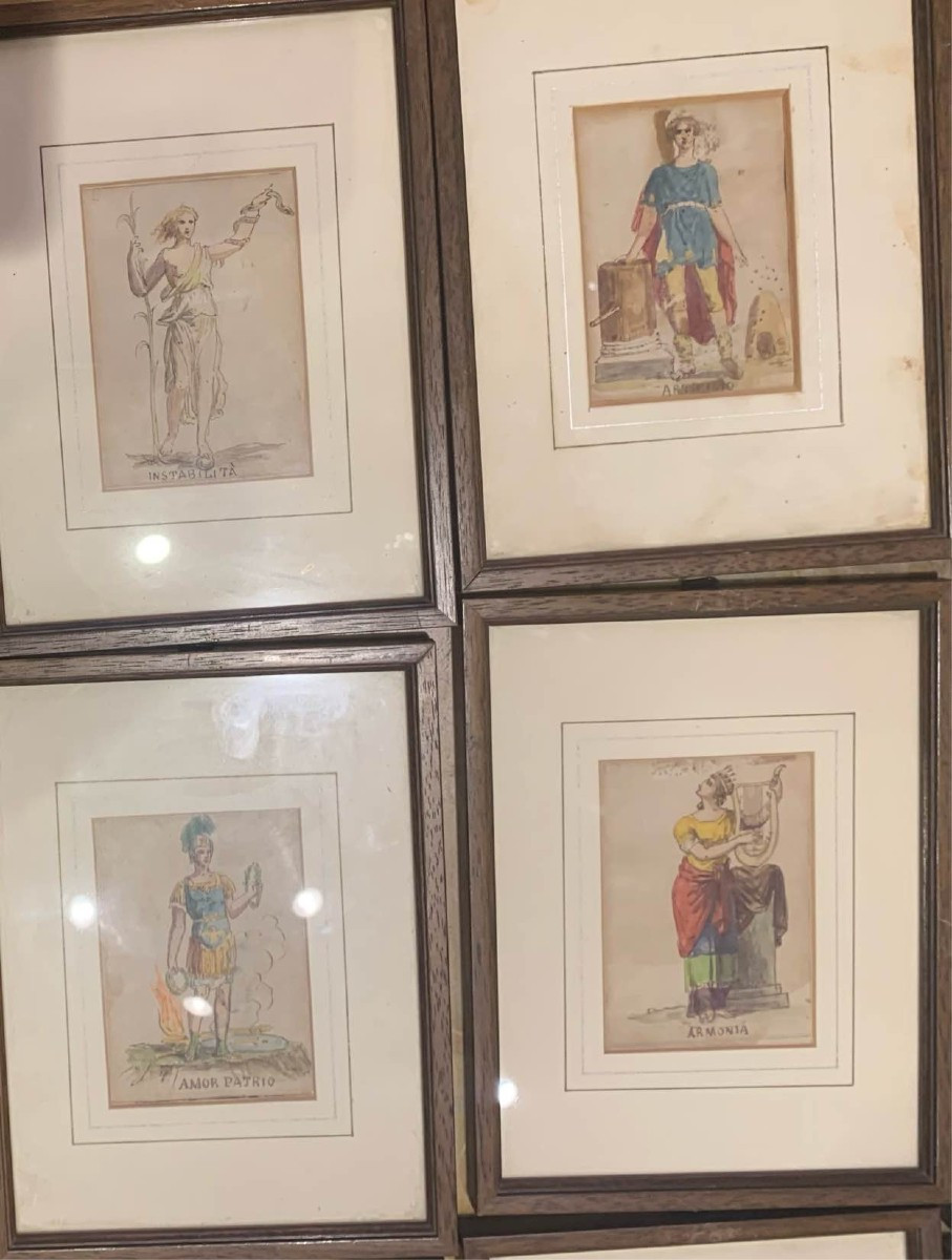 Felice Giani - 11 aquarelles figures allégoriques - XIXe  siècle Italie Grand Tour  -photo-4