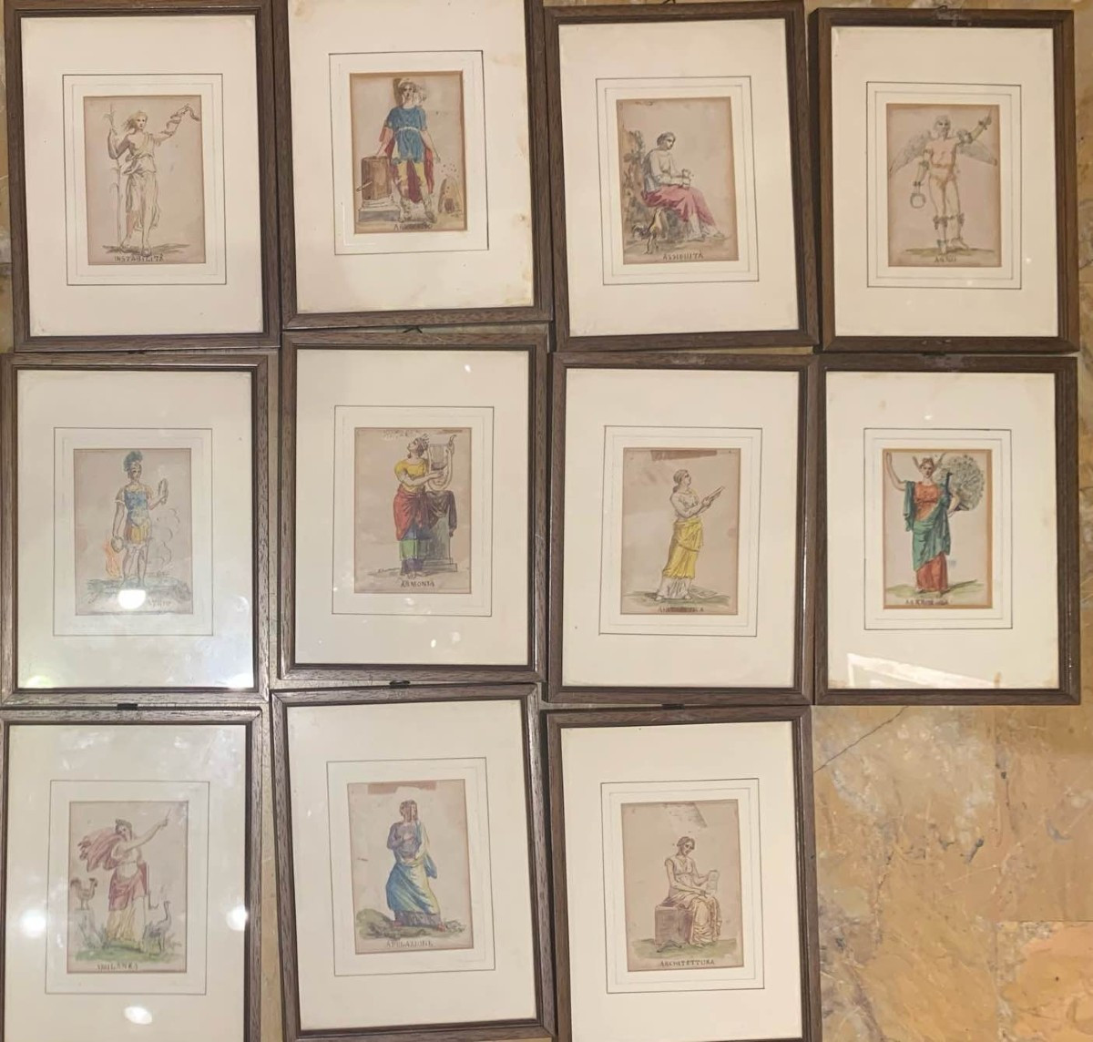 Felice Giani - 11 aquarelles figures allégoriques - XIXe  siècle Italie Grand Tour  