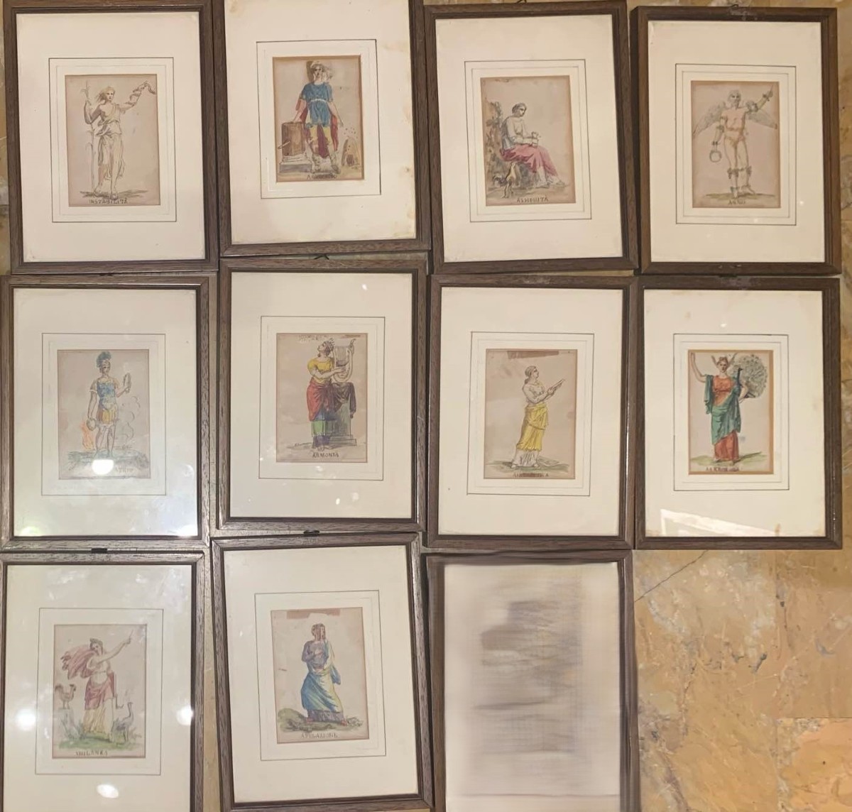 Felice Giani - 10 aquarelles figures allégoriques - XIXe  siècle Italie Grand Tour  