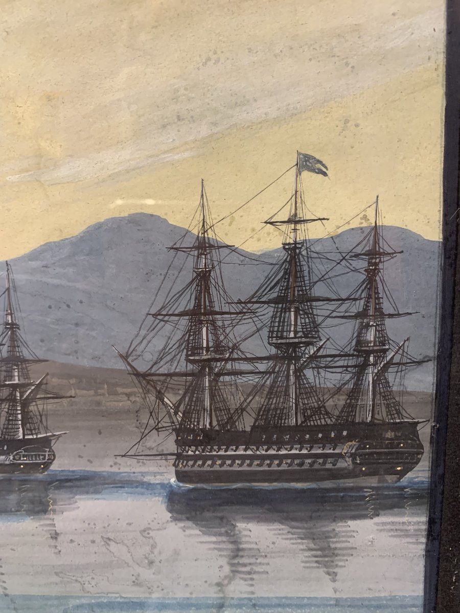 École napolitaine - Éruption du Vésuve nuit - 1840 environ - Grand Tour  Naples  Italie -photo-4