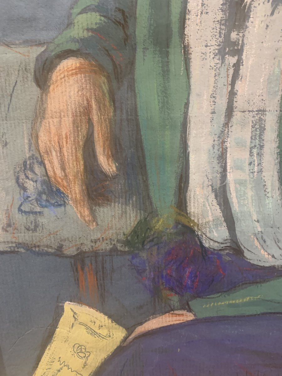 École européenne - Portrait de femme - 1918 - tempera Italie France -photo-1