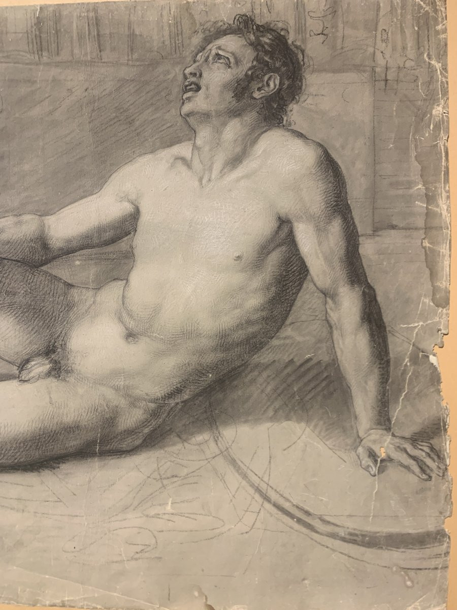 Academic Drawing - Male Face - 19th Century Men's Academy -photo-2