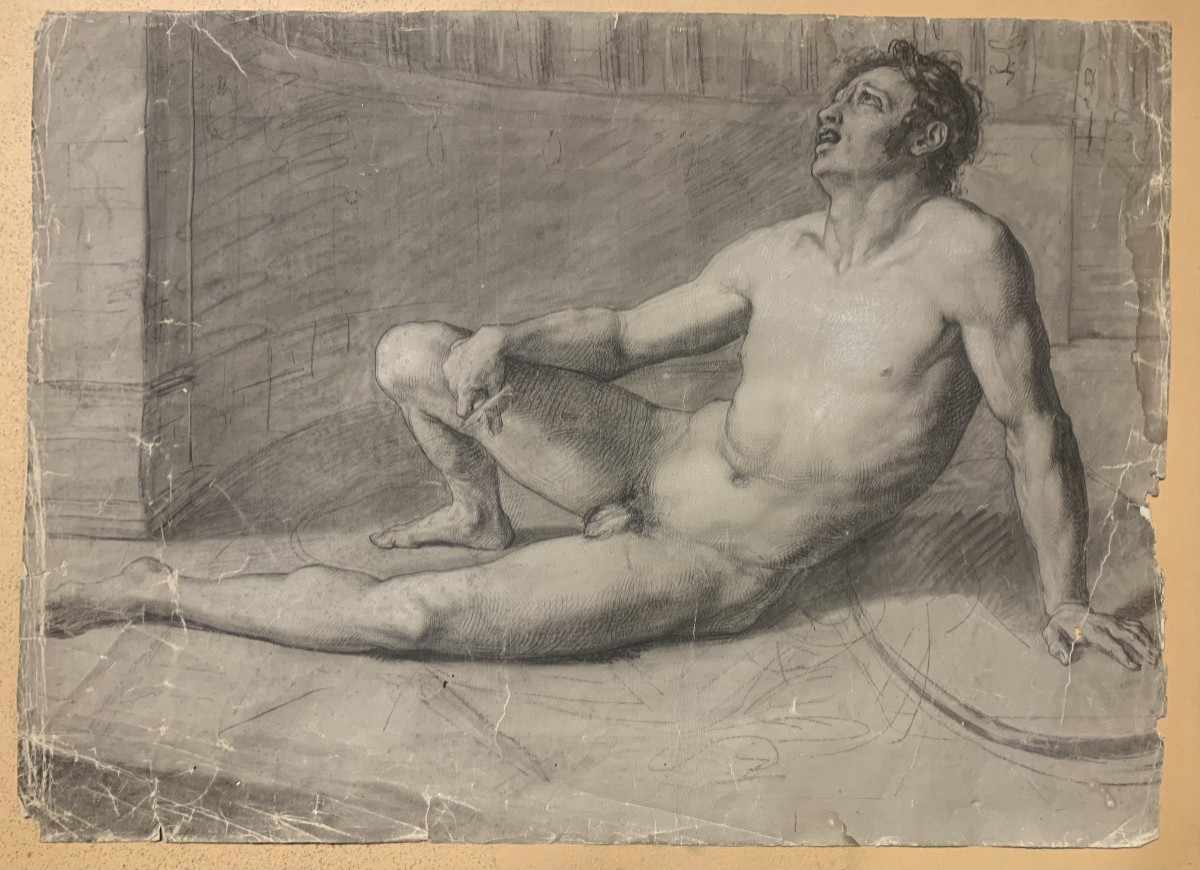 Academic Drawing - Male Face - 19th Century Men's Academy 