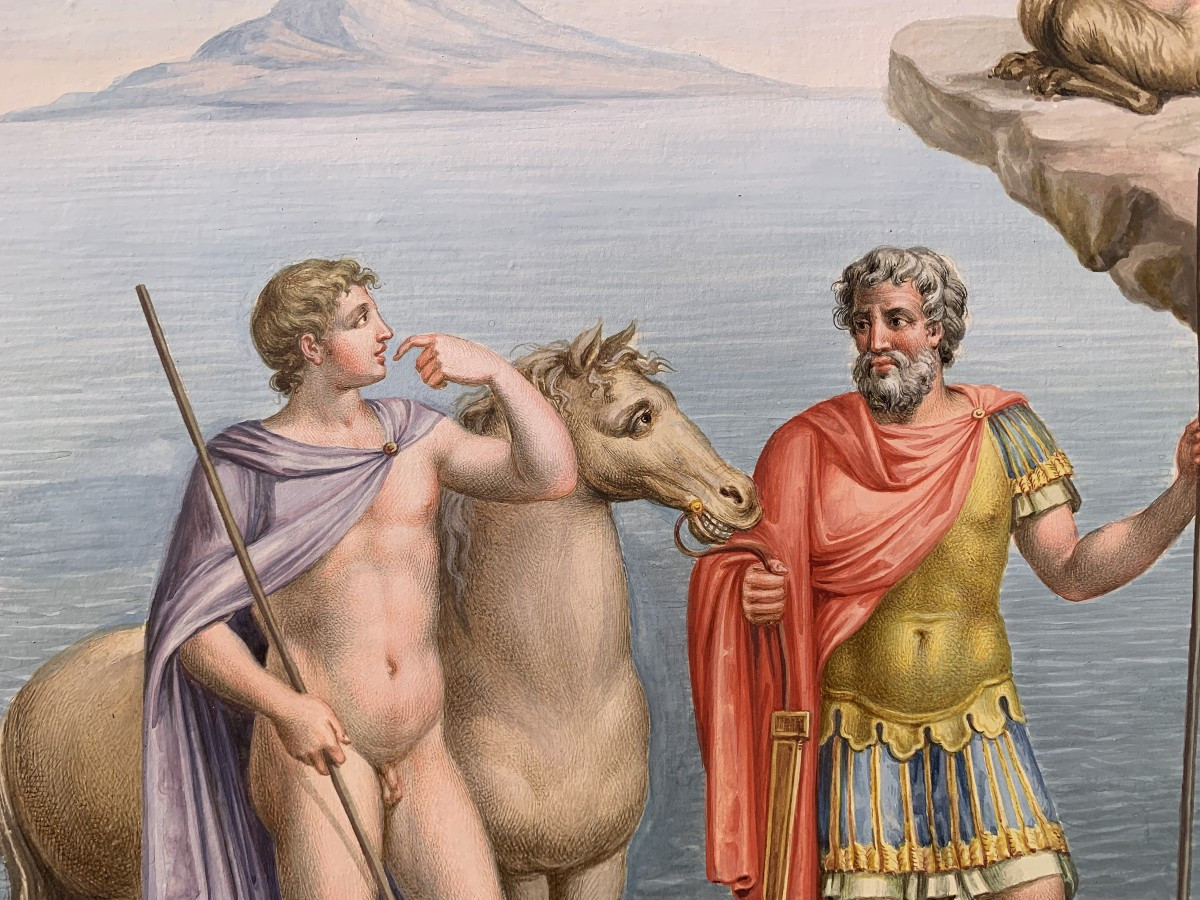 Ecole Napolitaine - 2 gouaches -Tombeau de Nasoni à Rome - Néoclassique 18ème s - Grand Tour-photo-1