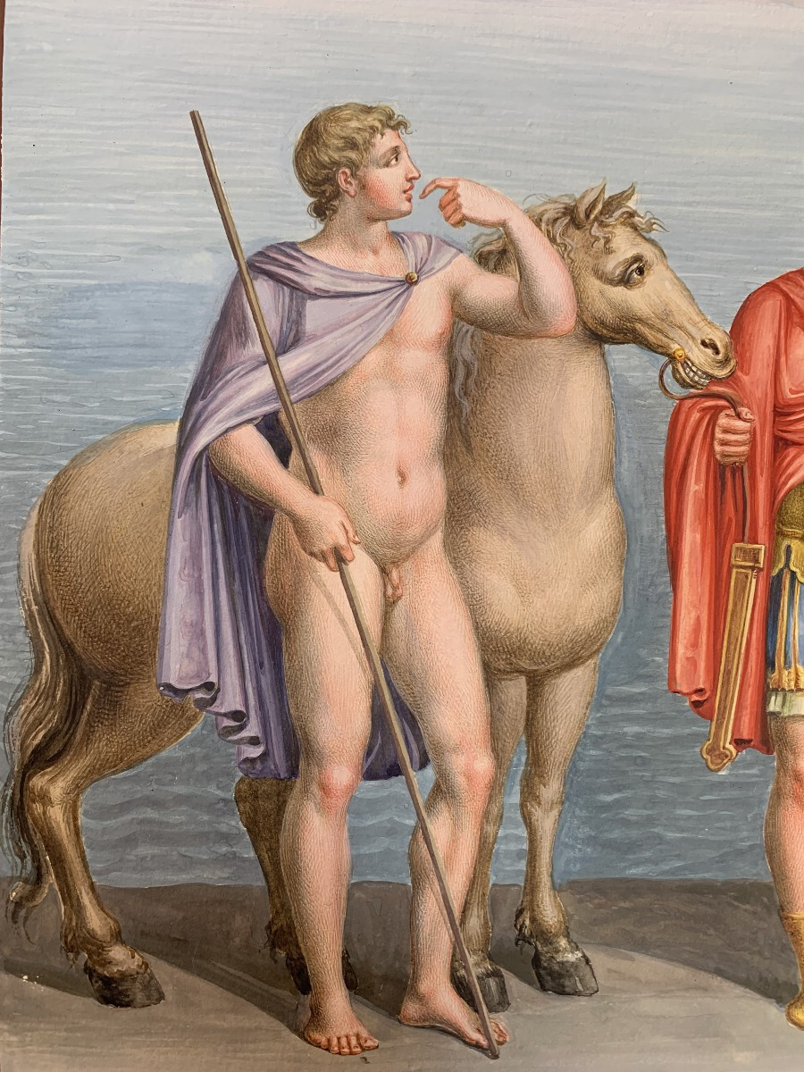 Ecole Napolitaine - 2 gouaches -Tombeau de Nasoni à Rome - Néoclassique 18ème s - Grand Tour-photo-2