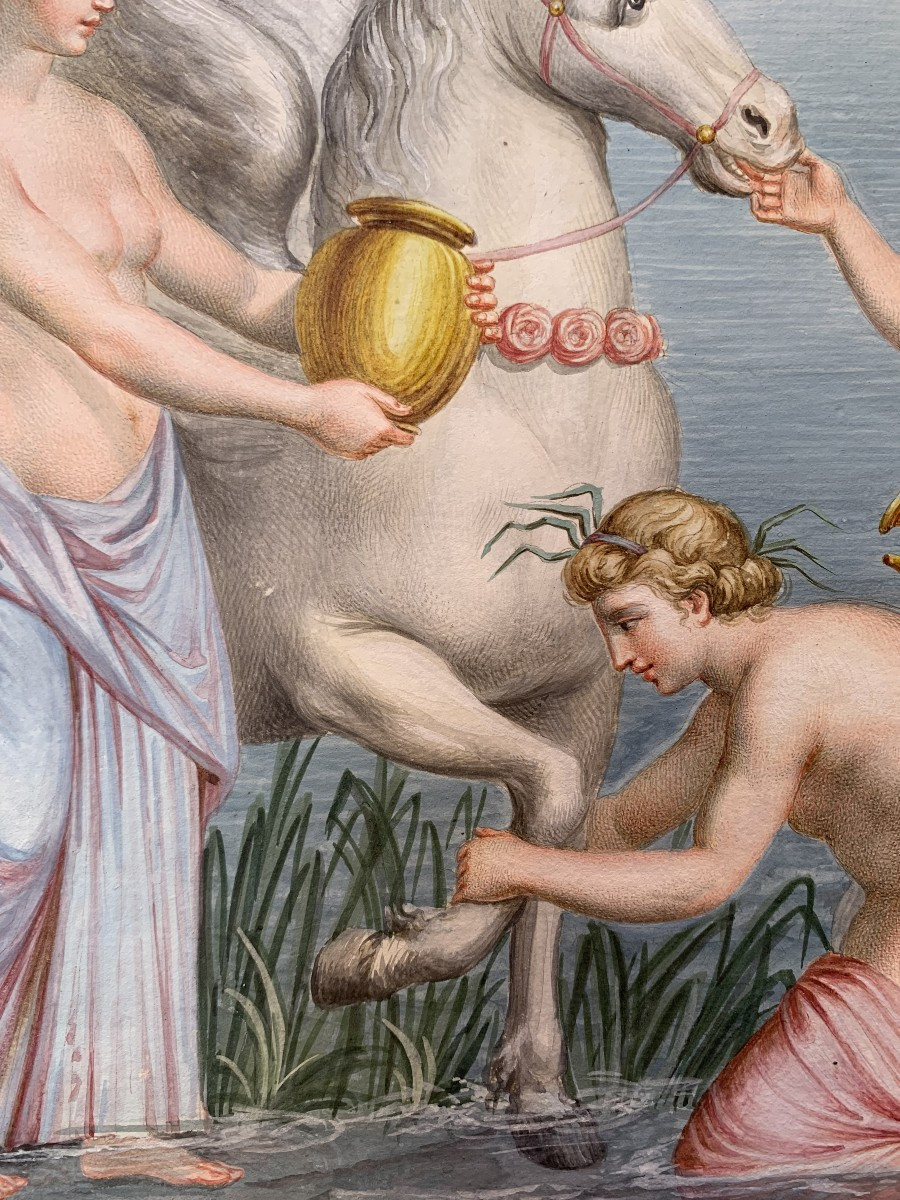 Ecole Napolitaine - 2 gouaches -Tombeau de Nasoni à Rome - Néoclassique 18ème s - Grand Tour-photo-3