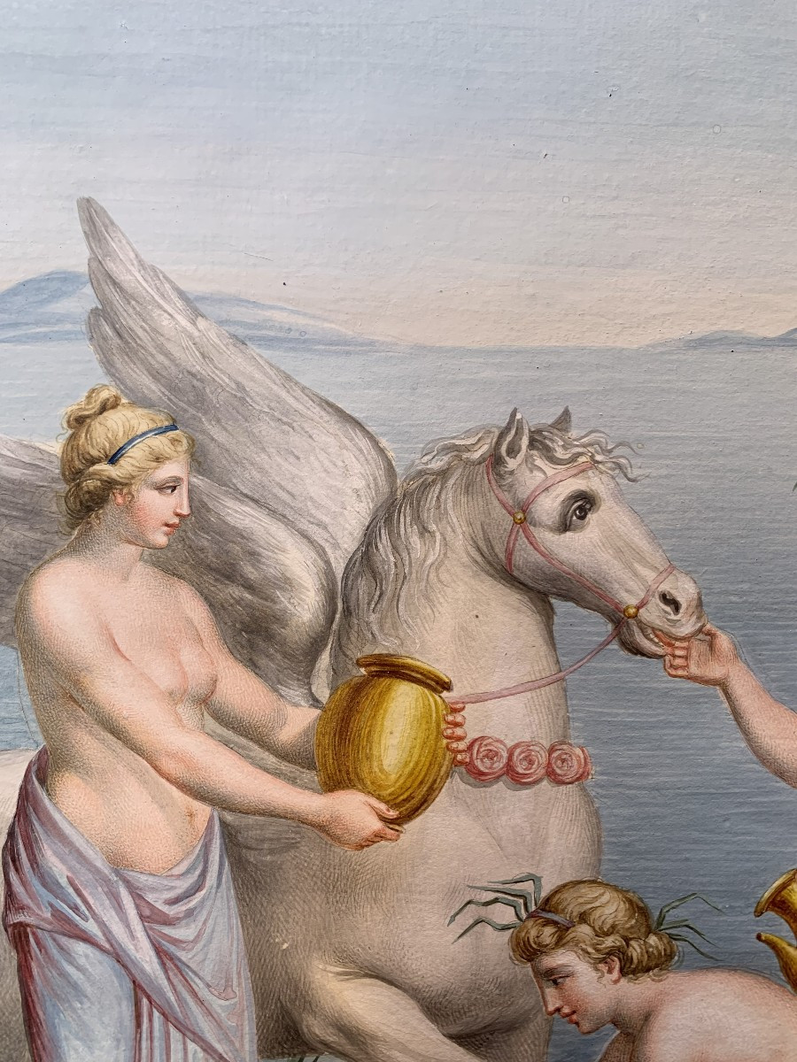 Ecole Napolitaine - 2 gouaches -Tombeau de Nasoni à Rome - Néoclassique 18ème s - Grand Tour-photo-6