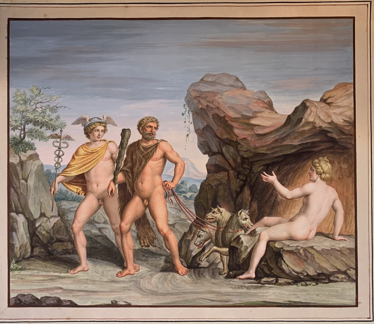 Ecole napolitaine - 2 gouaches - Tombeau des Nasoni à Rome - Néoclassique  XVIII s Grand Tour-photo-3