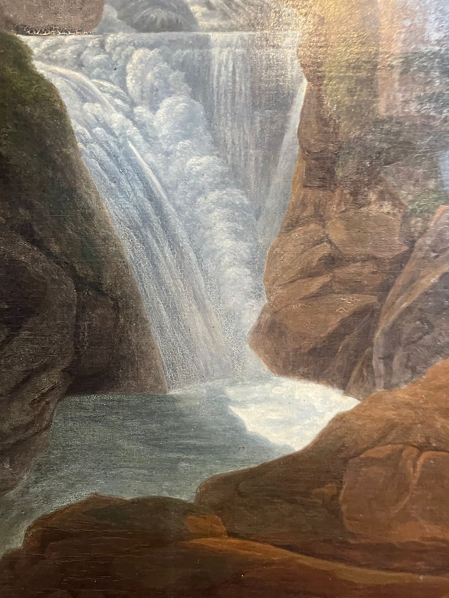 View Of The Cascade Du Cerisey Pyrenees Signed 1837 Du Perreaux-photo-2