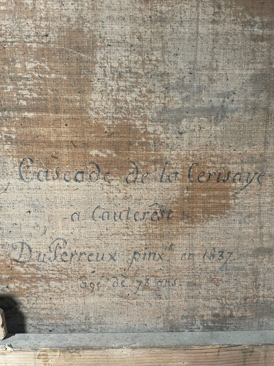 View Of The Cascade Du Cerisey Pyrenees Signed 1837 Du Perreaux-photo-3
