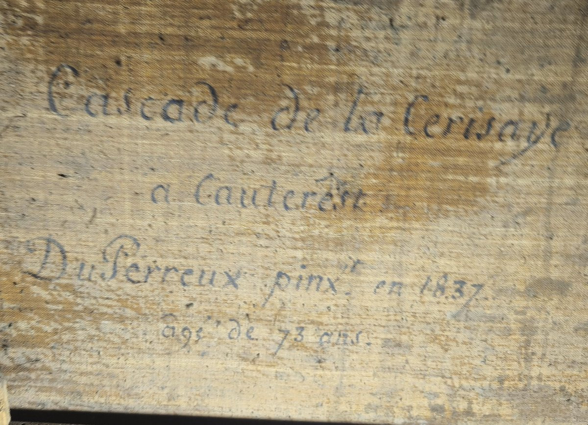 View Of The Cascade Du Cerisey Pyrenees Signed 1837 Du Perreaux-photo-3