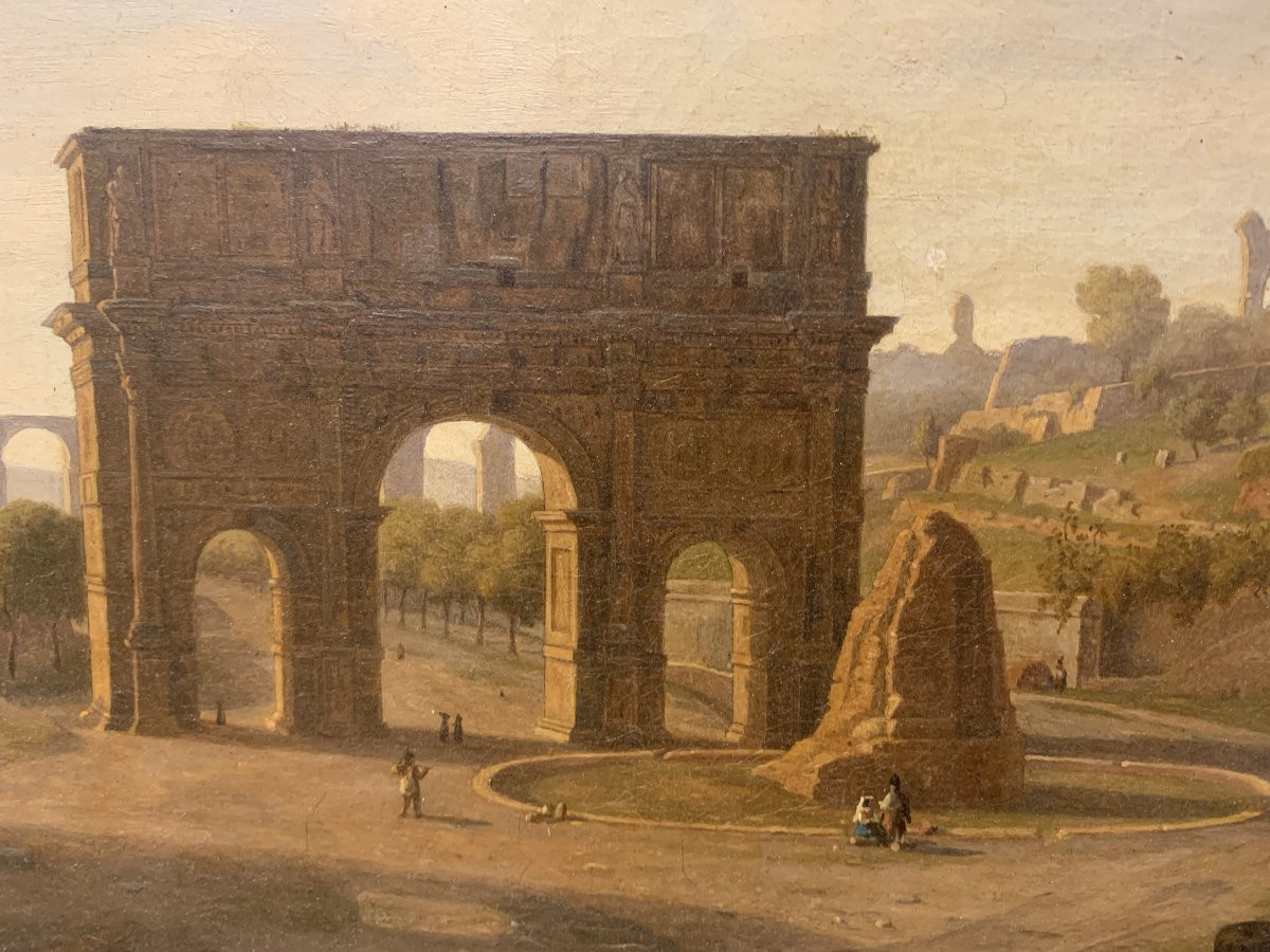 Pierre Monami - Arch Of Constantine In Rome  1850, Signed And Dated  Grand Tour, Italy, Belgium-photo-2