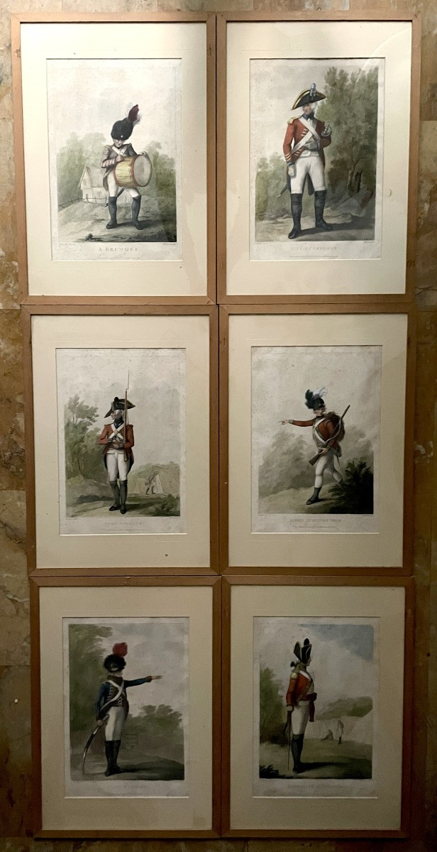 François David Soiron, Henry Bunbury, - 6 portraits d'uniformes militaires anglais- 
