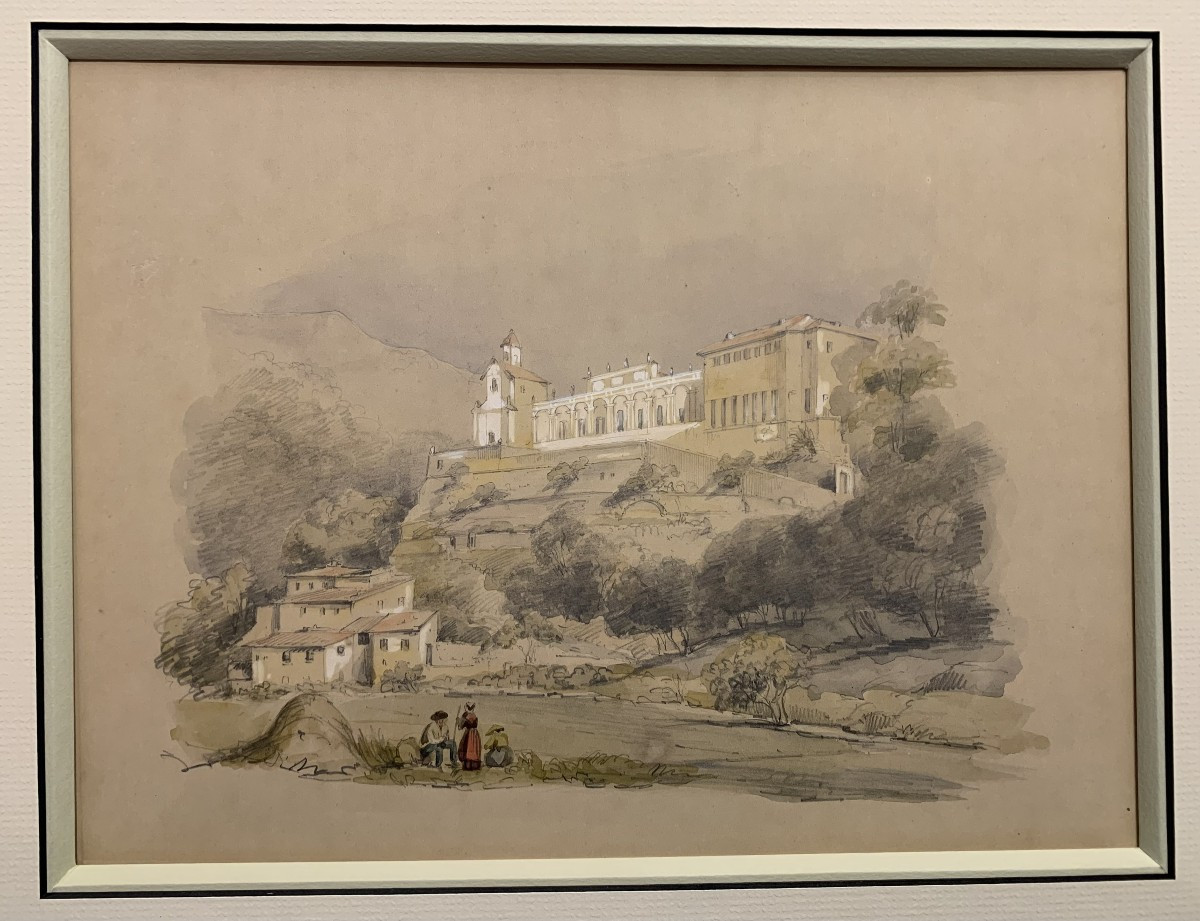 J.Andrè - Deux vues de Nice - France - vers 1850. Dessin et aquarelle. -photo-2