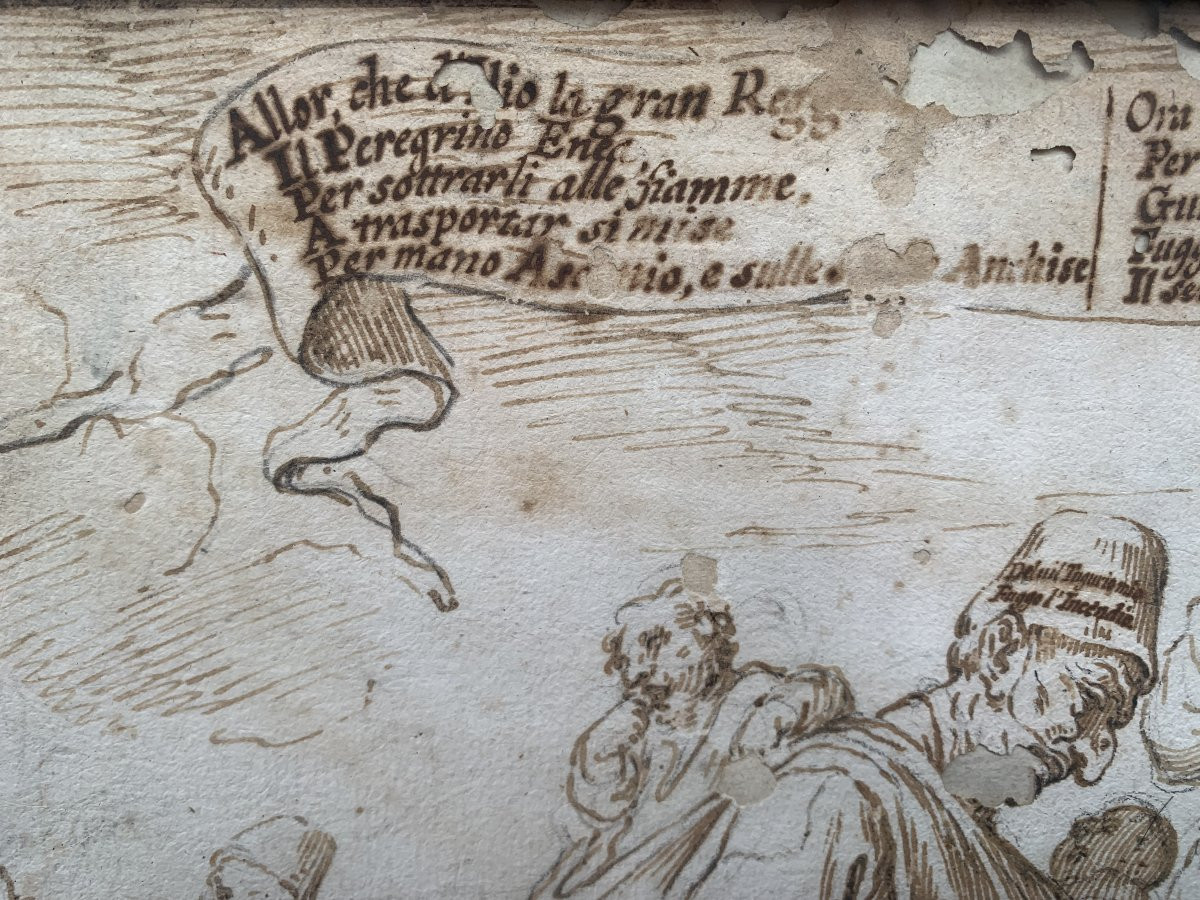 Pier Leone Ghezzi (1674-1755)- - Pulcinella - Naples, Rome, Ink Drawing, Italy Enea -photo-1