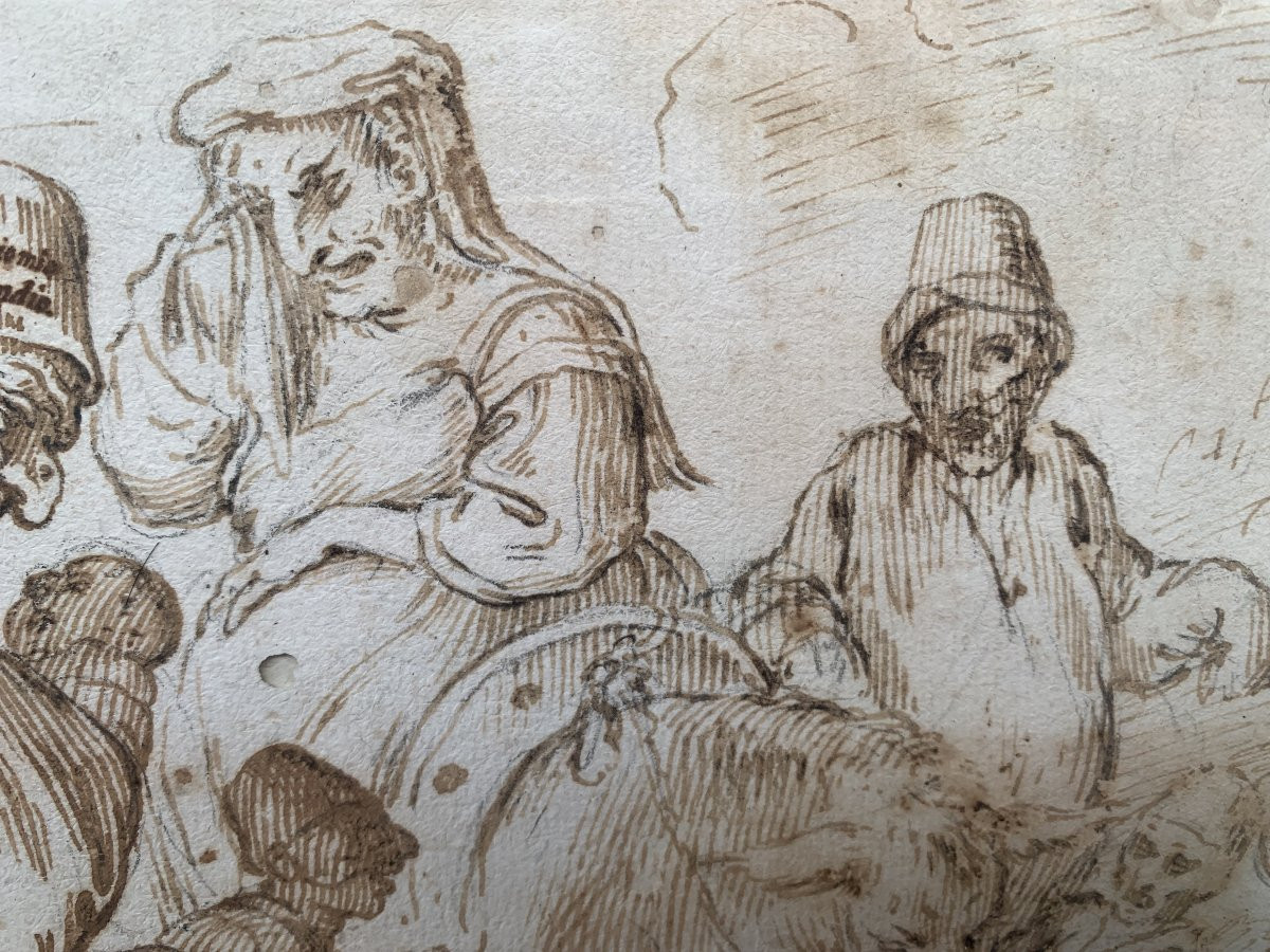 Pier Leone Ghezzi (1674-1755)- - Pulcinella - Naples, Rome, Ink Drawing, Italy Enea -photo-3