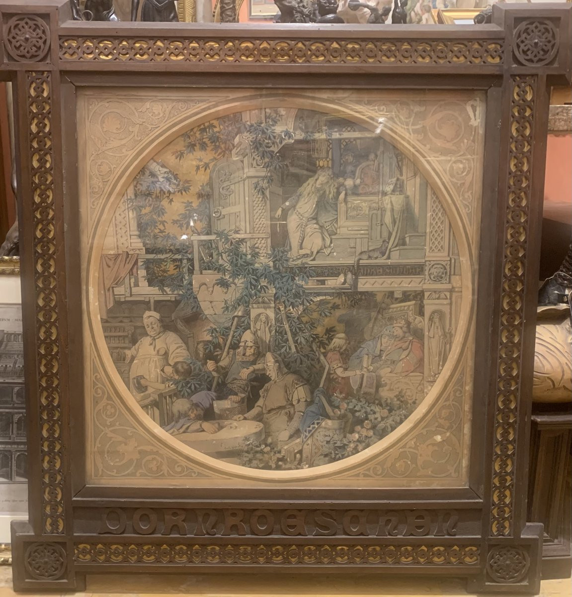 Carl Gehrts - Sleeping Beauty - 1876 Watercolor - Germany Dusserldorf - Hamburg Dornröschen-photo-3