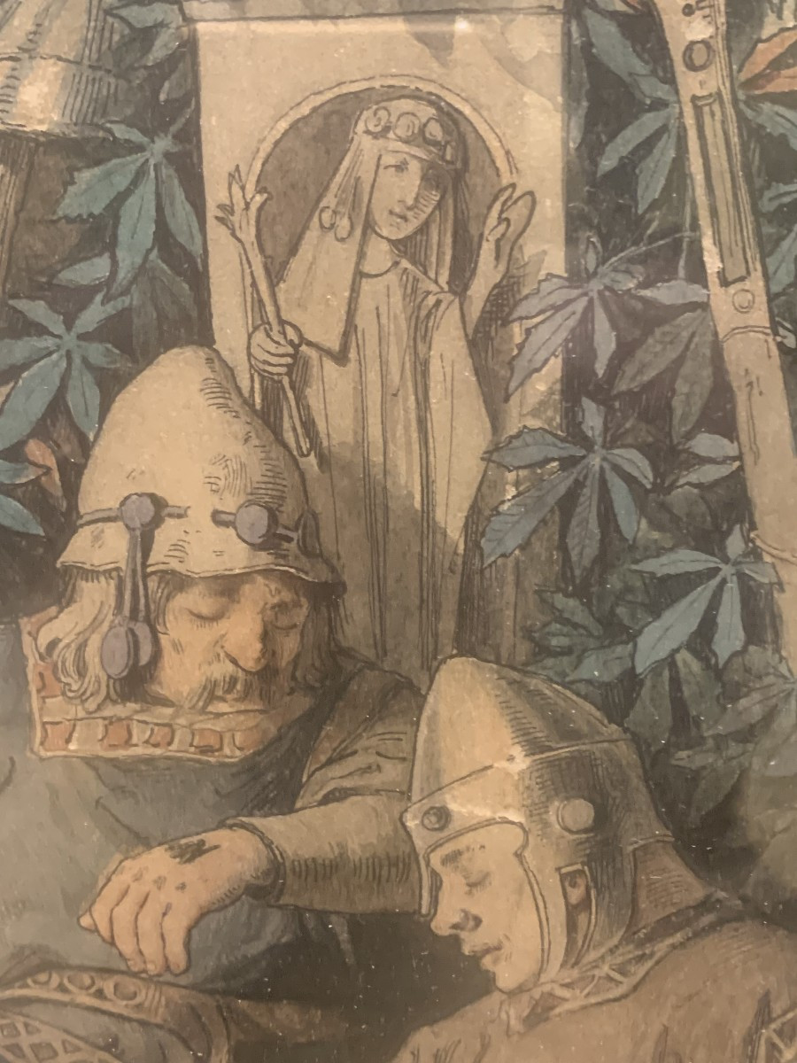 Carl Gehrts - Sleeping Beauty - 1876 Watercolor - Germany Dusserldorf - Hamburg Dornröschen-photo-5