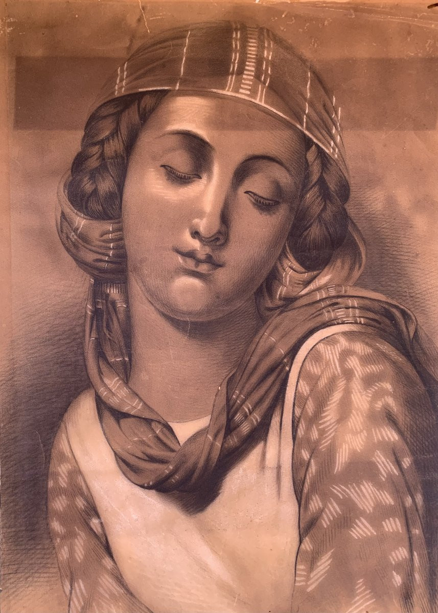 French School Oriental Woman -  Drawing - Anatolia - Turkey Ottoman Istanbul -photo-1