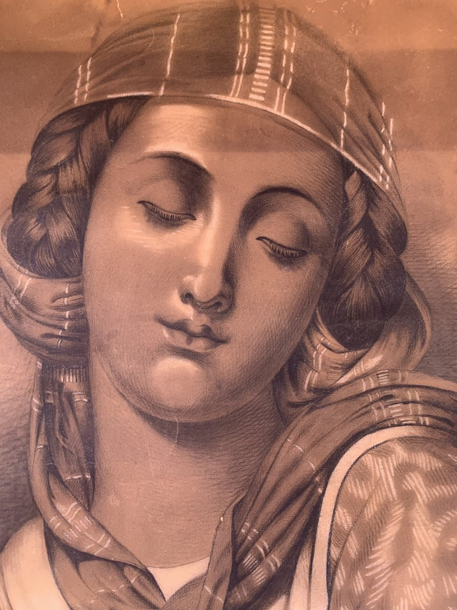 French School Oriental Woman -  Drawing - Anatolia - Turkey Ottoman Istanbul -photo-3