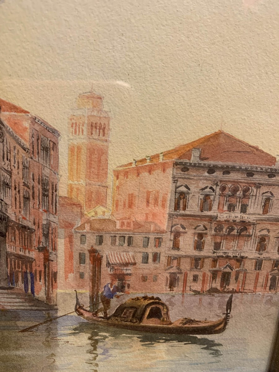 Umberto Ongania - Venezia - fine XIX s - Italie Grand Tour aquarelle - -photo-2