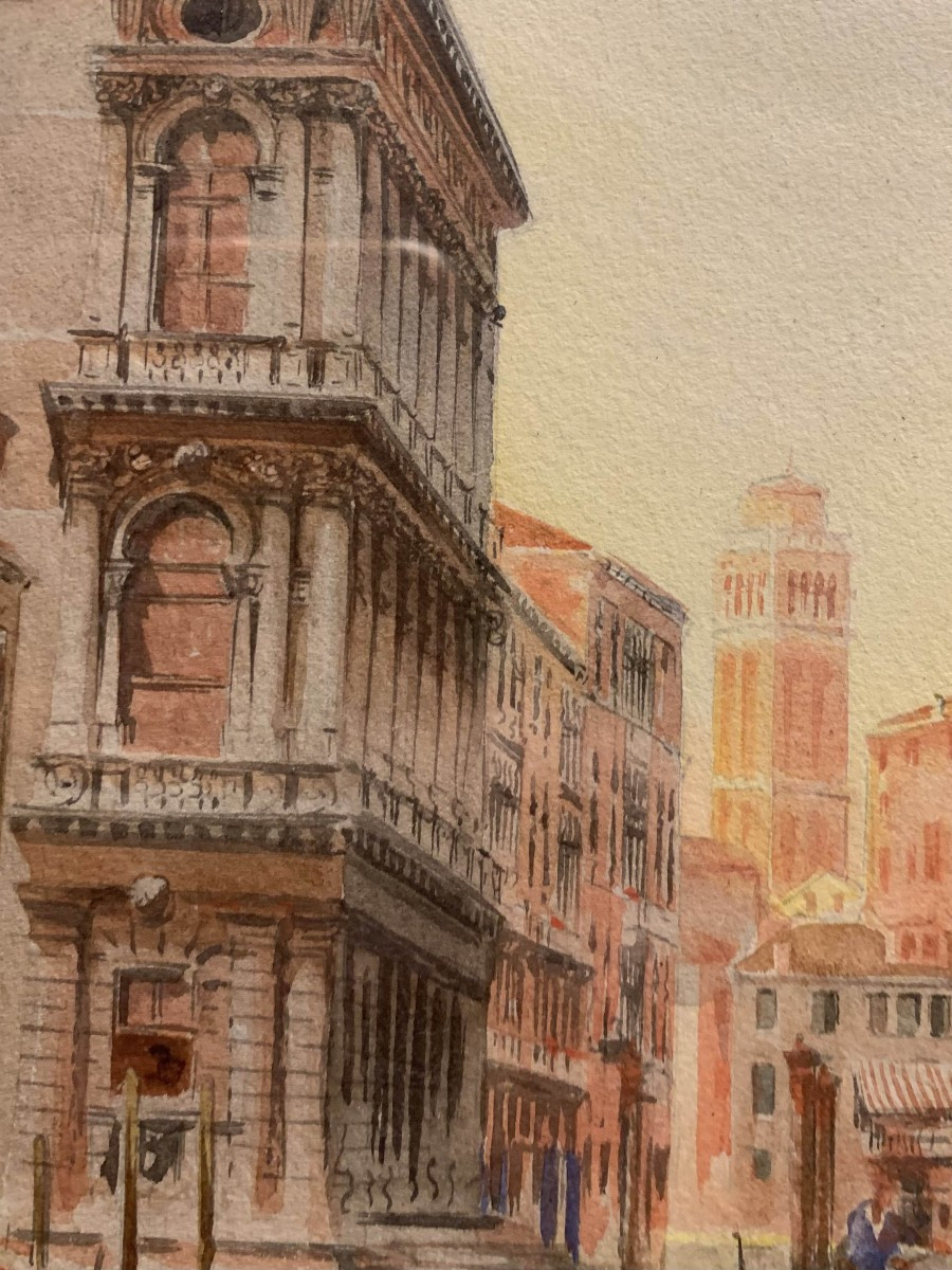 Umberto Ongania - Venezia - fine XIX s - Italie Grand Tour aquarelle - -photo-4