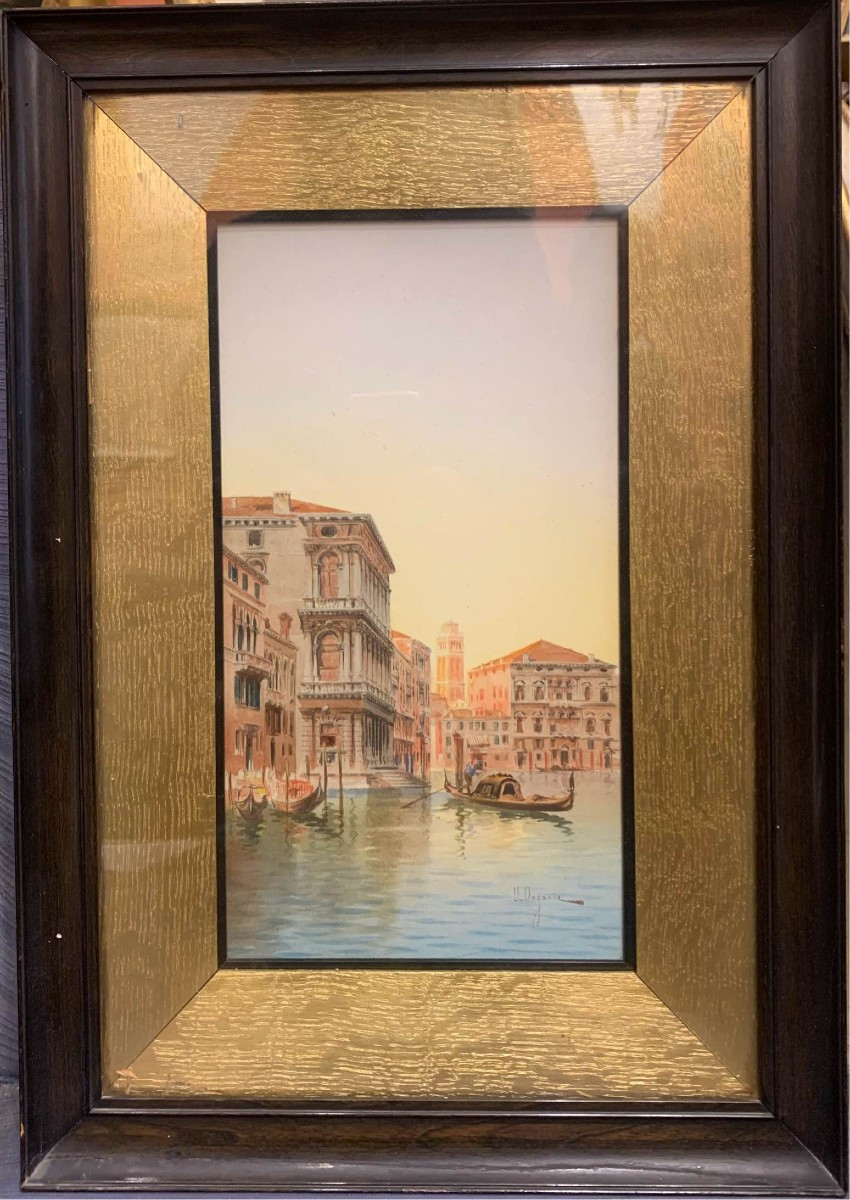Umberto Ongania - Venezia - fine XIX s - Italie Grand Tour aquarelle - 
