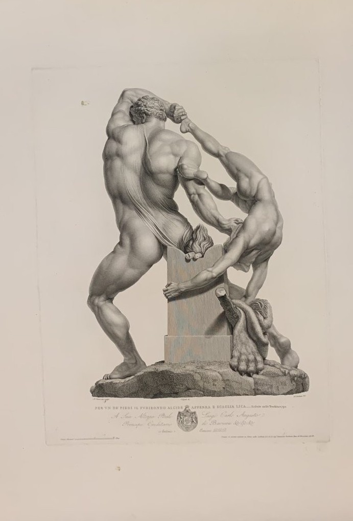 Canova - Hercule et Lichas - Graveur de Fontana - vers 1820  2 eaux-fortes de nus masculins-photo-2
