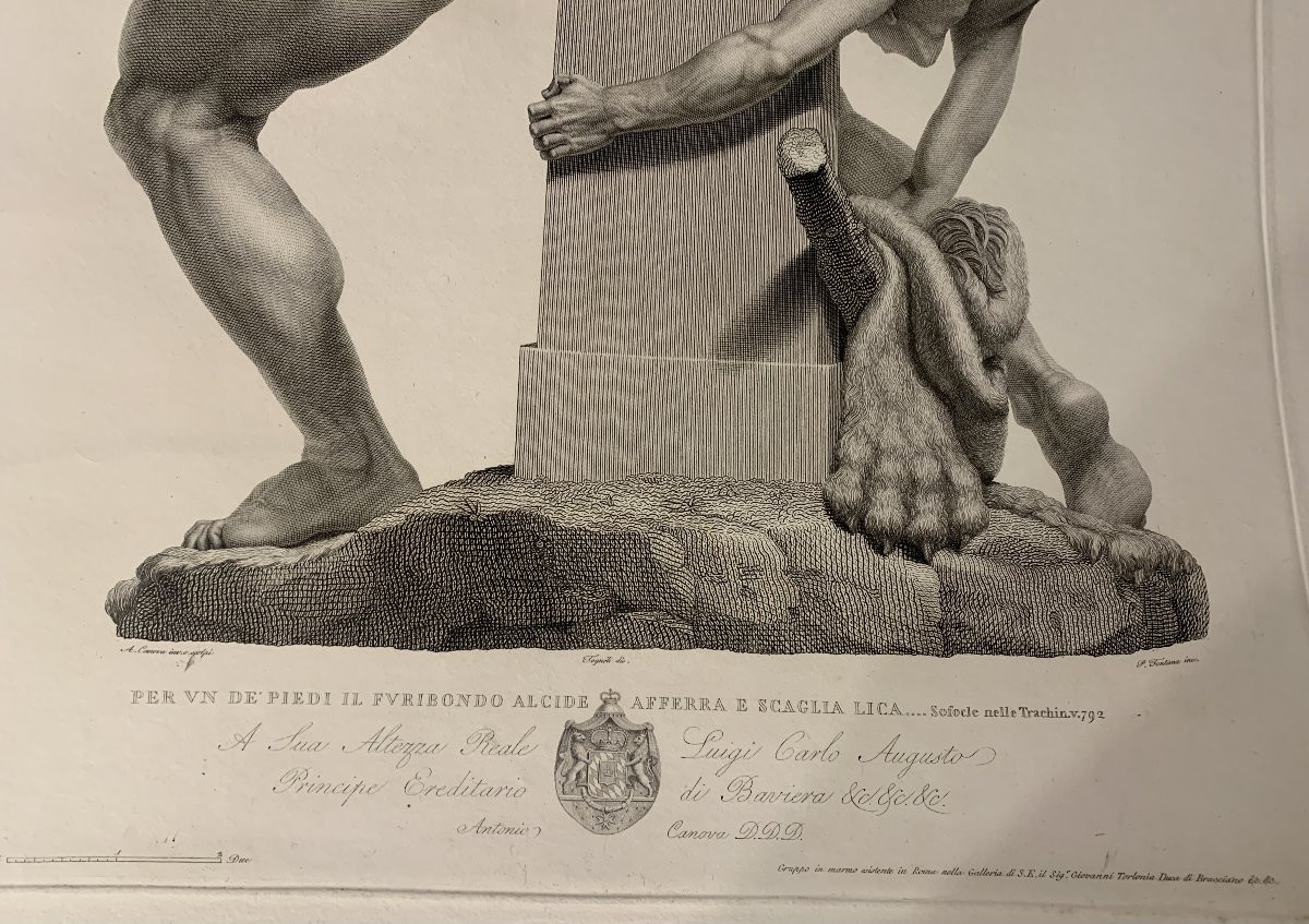 Canova - Hercule et Lichas - Graveur de Fontana - vers 1820  2 eaux-fortes de nus masculins-photo-1