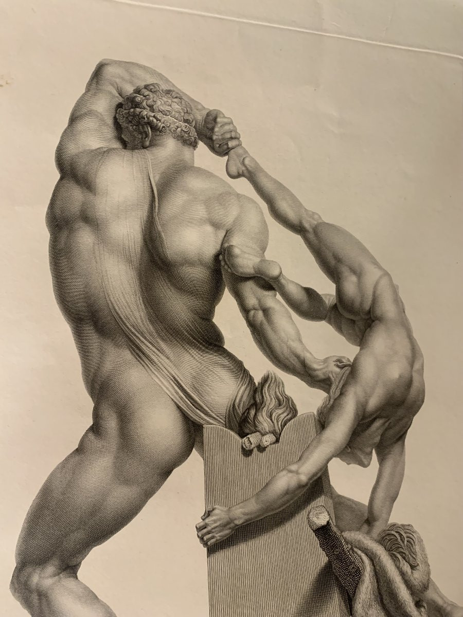Canova - Hercule et Lichas - Graveur de Fontana - vers 1820  2 eaux-fortes de nus masculins-photo-2