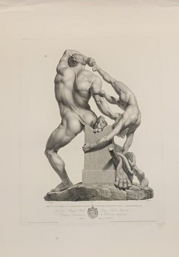 Canova - Hercule et Lichas - Graveur de Fontana - vers 1820  2 eaux-fortes de nus masculins-photo-4