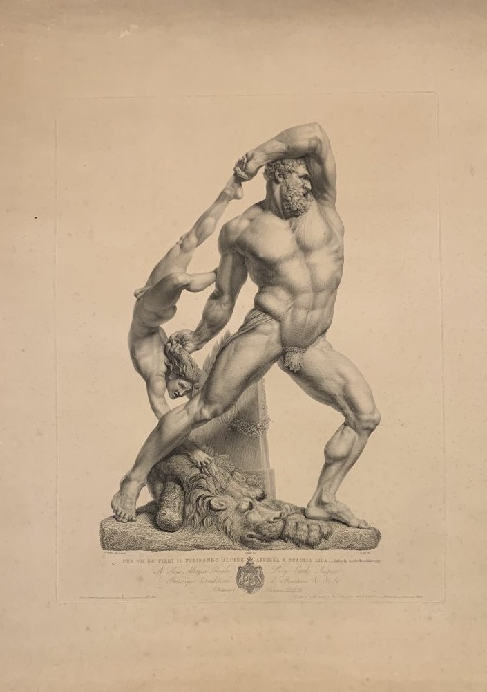 Canova - Hercule et Lichas - Graveur de Fontana - vers 1820  2 eaux-fortes de nus masculins-photo-5