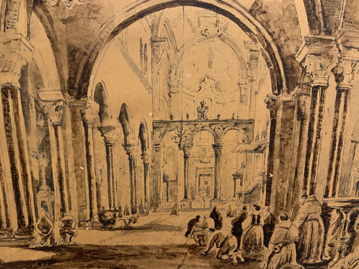 Achille Vianelli - Intérieur de Saint-Nicolas à Bari - Pouilles Italie Naples Grand Tour -photo-3
