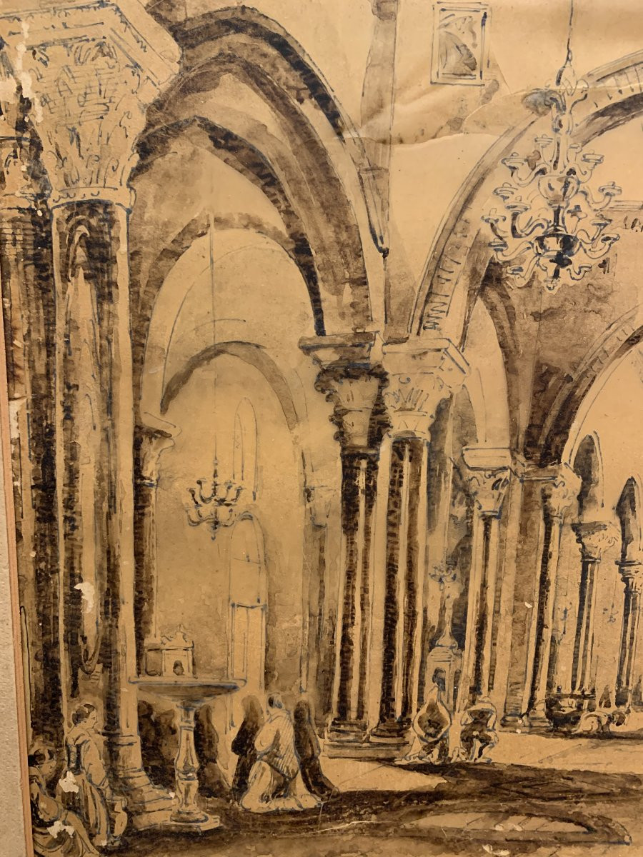 Achille Vianelli - Intérieur de Saint-Nicolas à Bari - Pouilles Italie Naples Grand Tour -photo-1