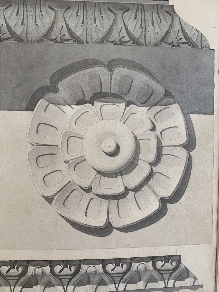 Study Of A Roman Pediment – Watercolor, Ca. 1830 – Architecture, Italy, Rome – Academy -photo-1