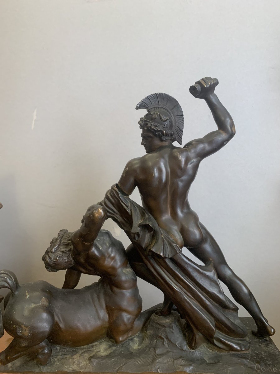 Canova - Theseus And The Centaur Phereus - Circa 1850. Bronze, Italy, Vienna. Neoclassical Style. -photo-3