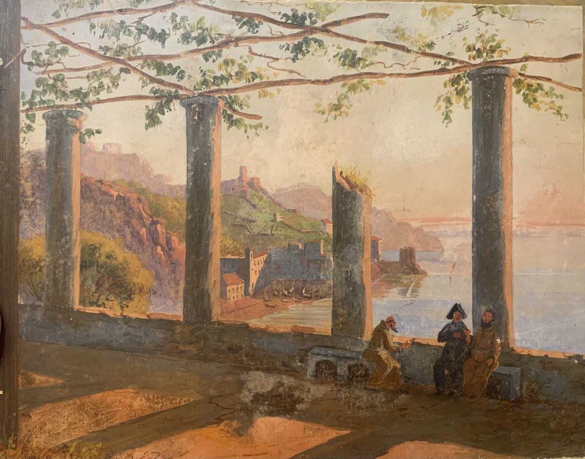 Russian Painter - Amalfi - C. 1840, Oil On Paper - Salerno, Naples, Grand Tour-photo-2