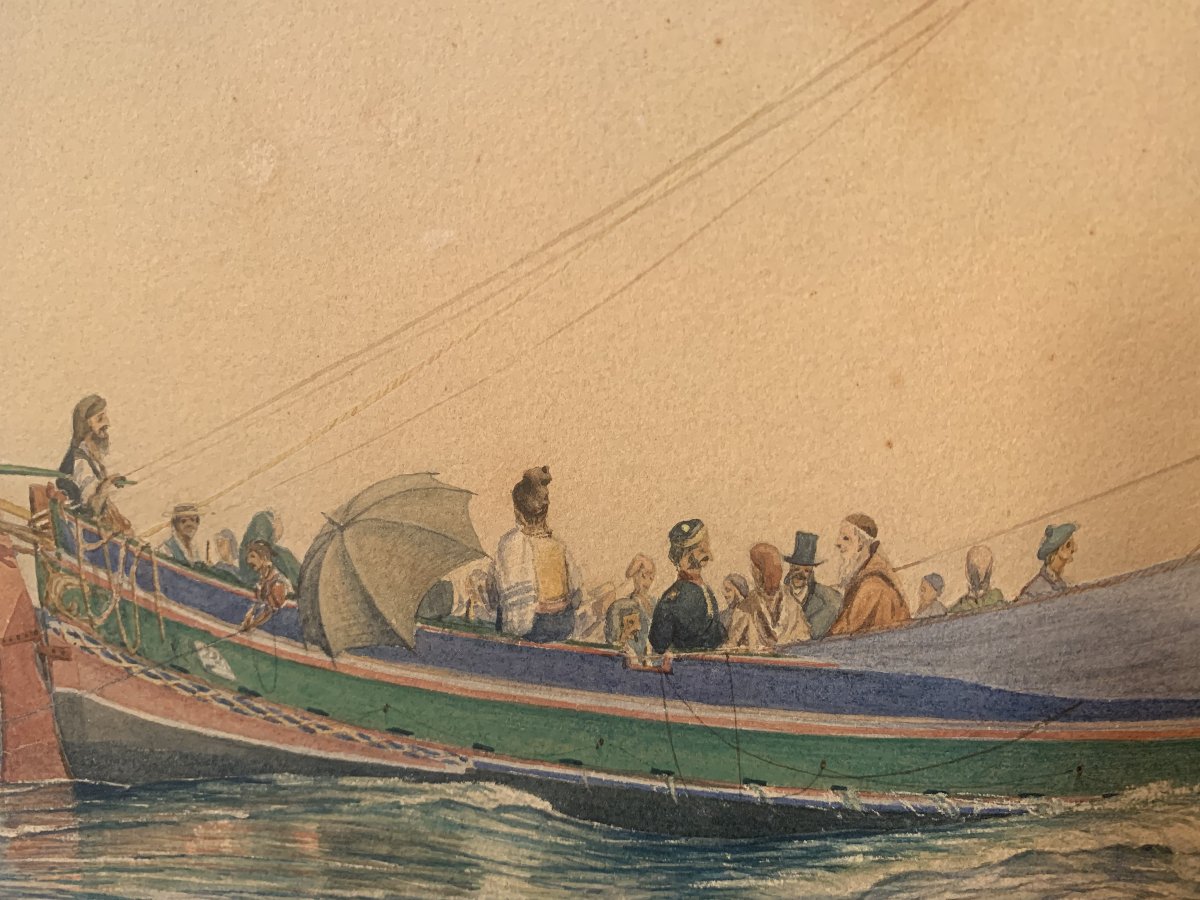 Brownlow D. Knox - Bateau maltais - Malte - Aquarelle 1871 Angleterre Valletta-photo-4