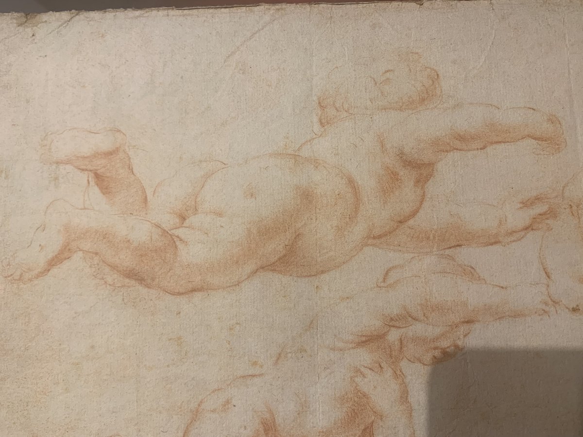 Italian School - Putti - Pair Of Red Chalk Drawings - Late 17th Century - Italy  -academy--photo-3