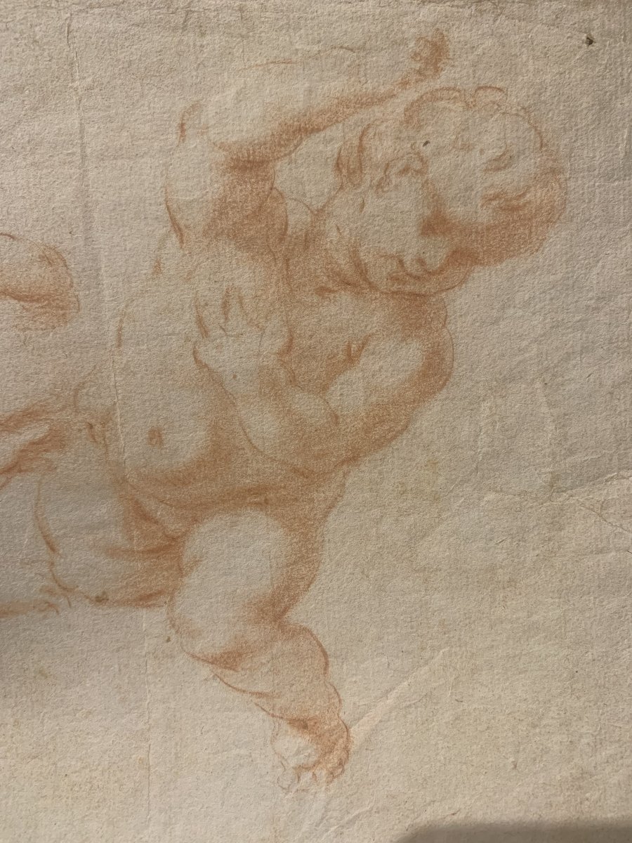 Italian School - Putti - Pair Of Red Chalk Drawings - Late 17th Century - Italy  -academy--photo-4